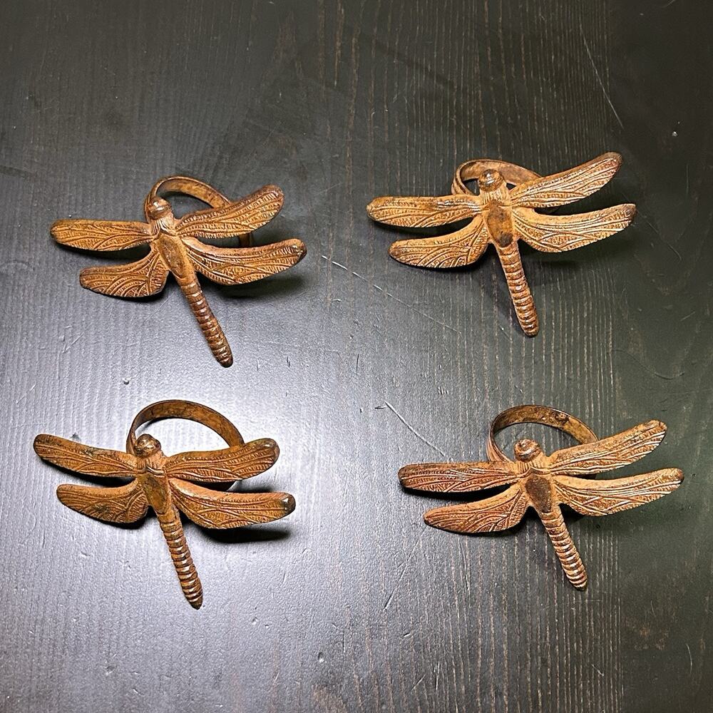 Dragonfly Napkin Rings Holders Set of 4 Fairy Vtg Cottagecore Whimsical Pier 1